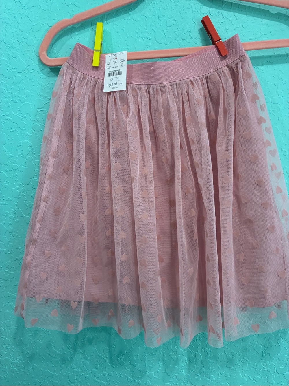 Crewcuts Girls' Pink Heart Tulle Skirt 10 NWT fairy ballet whimsical tutu
